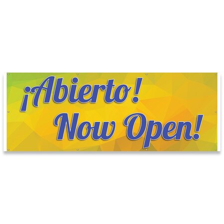 Signmission Abierto Now Open Banner Concession Stand Food Truck Single Sided B-96-30006